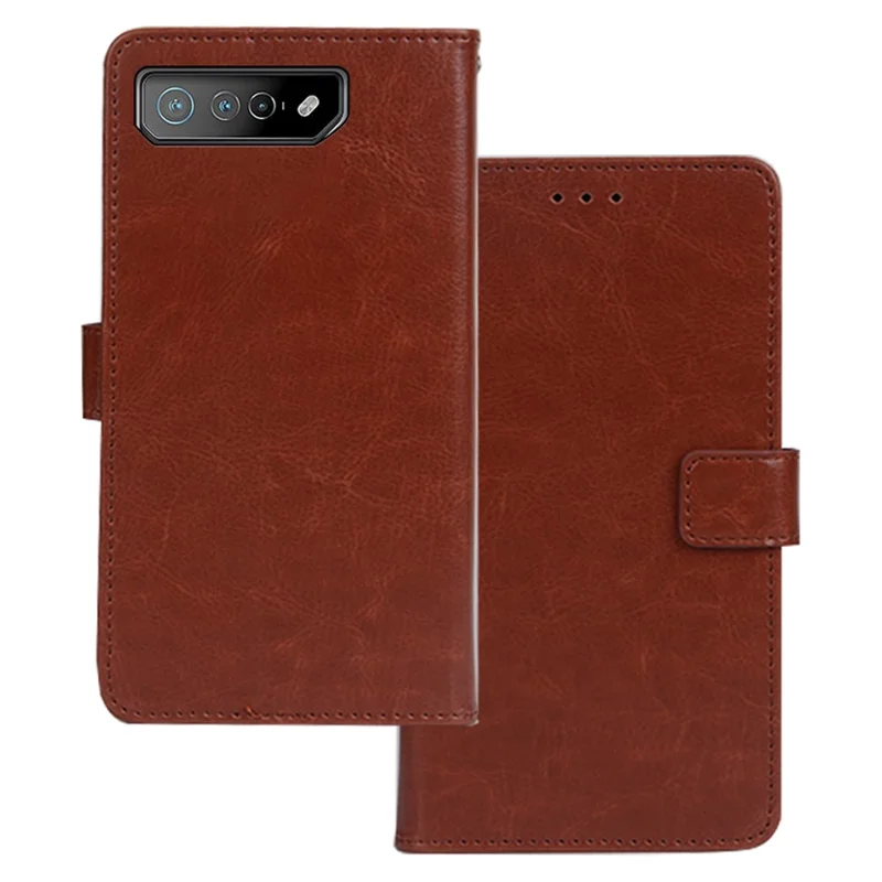 IDEWEI Для Asus ROG Phone 7 5G Чехол-бумажник для телефона Crazy Horse Texture PU Leather Stand Phone Cover - Brown