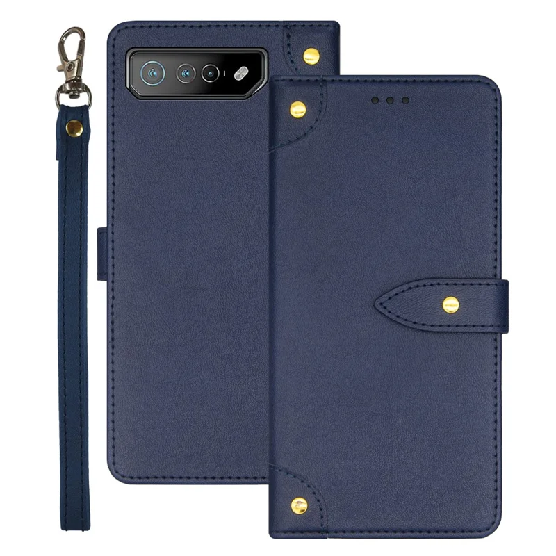 IDEWEI For Asus ROG Phone 7 5G Flip Stand Phone Case Leather Drop-proof Cover with Card Slots - Blue