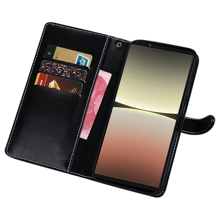 IDEWEI Per Sony Xperia 10 V Custodia in Pelle PU Texture Coccodrillo Portafoglio con Supporto - Nero