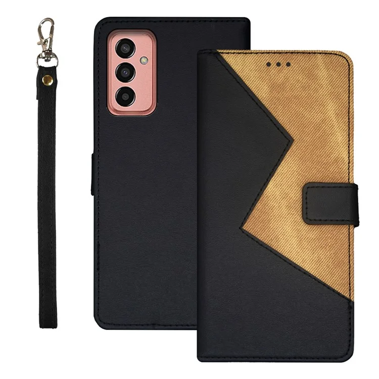 IDEWEI Para Samsung Galaxy M13 4G Capa Flip Phone Cobertura Estilo Espichamento PU Leather Stand Case com Slots de Cartão - Preto