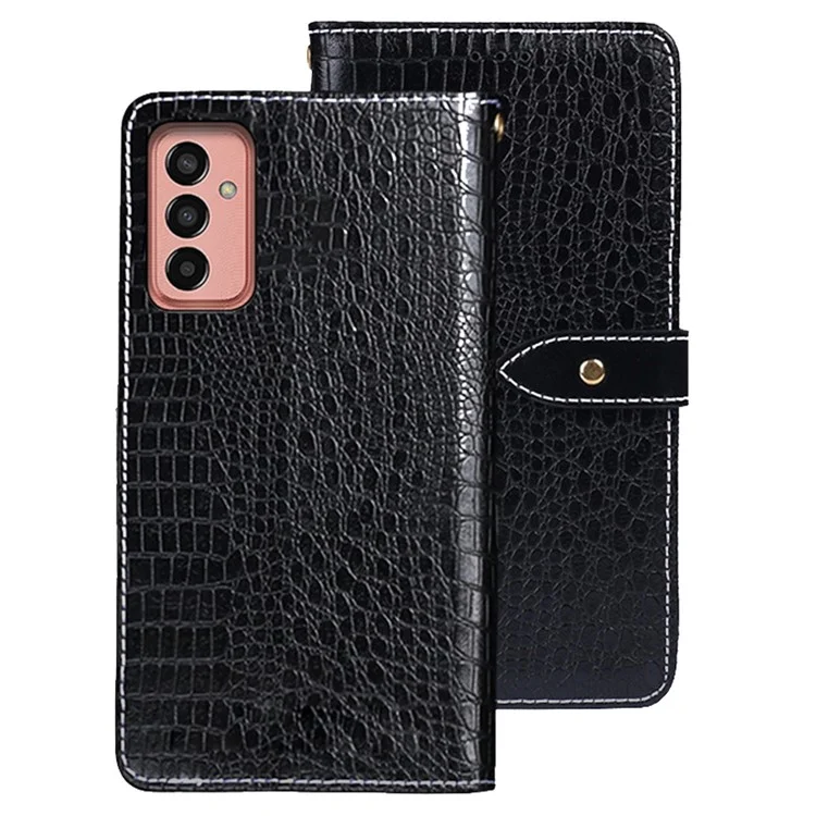 IDEWEI Für Samsung Galaxy M13 4G PU Leder Krokodilleder Hanytasche Hülle Stand Cover - Schwarz