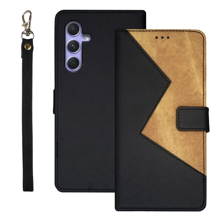IDEWEI For Samsung Galaxy A24 4G (162.1 x 77.6 x 8.3mm) Splicing PU Leather Flip Phone Cover Stand Case with Card Slots - Black