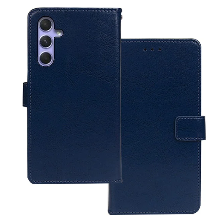IDEWEI Crazy Horse Texture Stand Case para Samsung Galaxy A24 4G (162.1 x 77.6 x 8.3mm) Funda de Billetera de Cuero PU - Azul