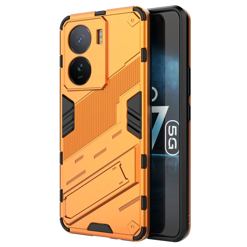 Für vivo iQOO Z7 5G stoßfeste Kickstand-Hülle TPU+PC Doppelschutz Handyhülle - Orange