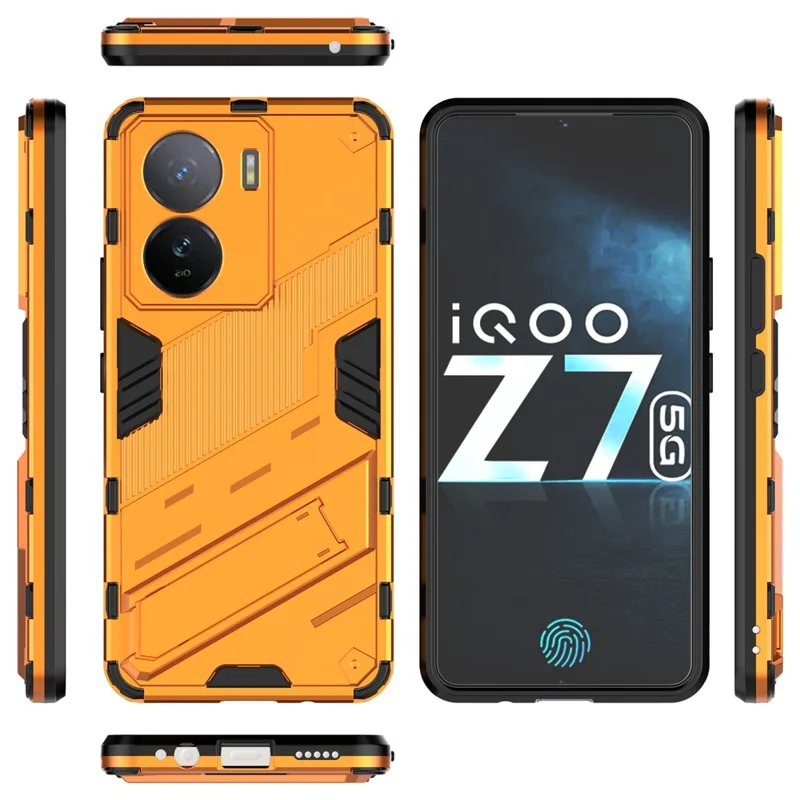Für vivo iQOO Z7 5G stoßfeste Kickstand-Hülle TPU+PC Doppelschutz Handyhülle - Orange