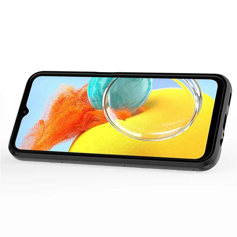 For Samsung Galaxy M14 5G TPU+PC Phone Case Ring Holder Kickstand Shockproof Cover - Black
