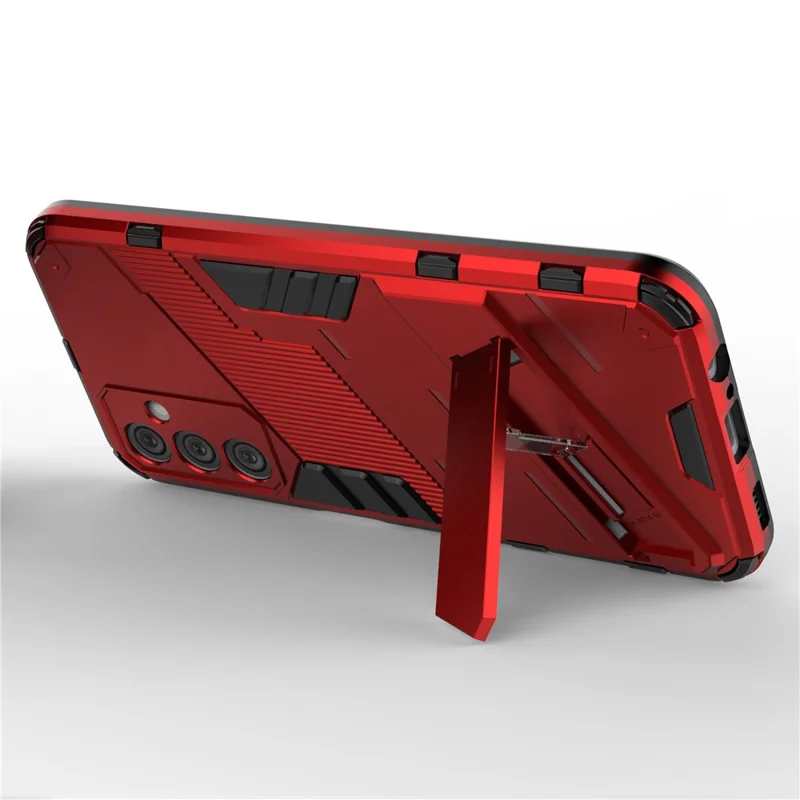 Für Samsung Galaxy M14 5G PC + TPU Impact-Resistant Case Kickstand Protective Phone Cover - Rot