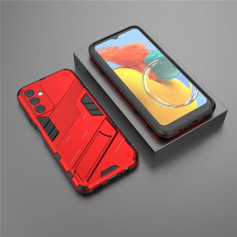 Für Samsung Galaxy M14 5G PC + TPU Impact-Resistant Case Kickstand Protective Phone Cover - Rot