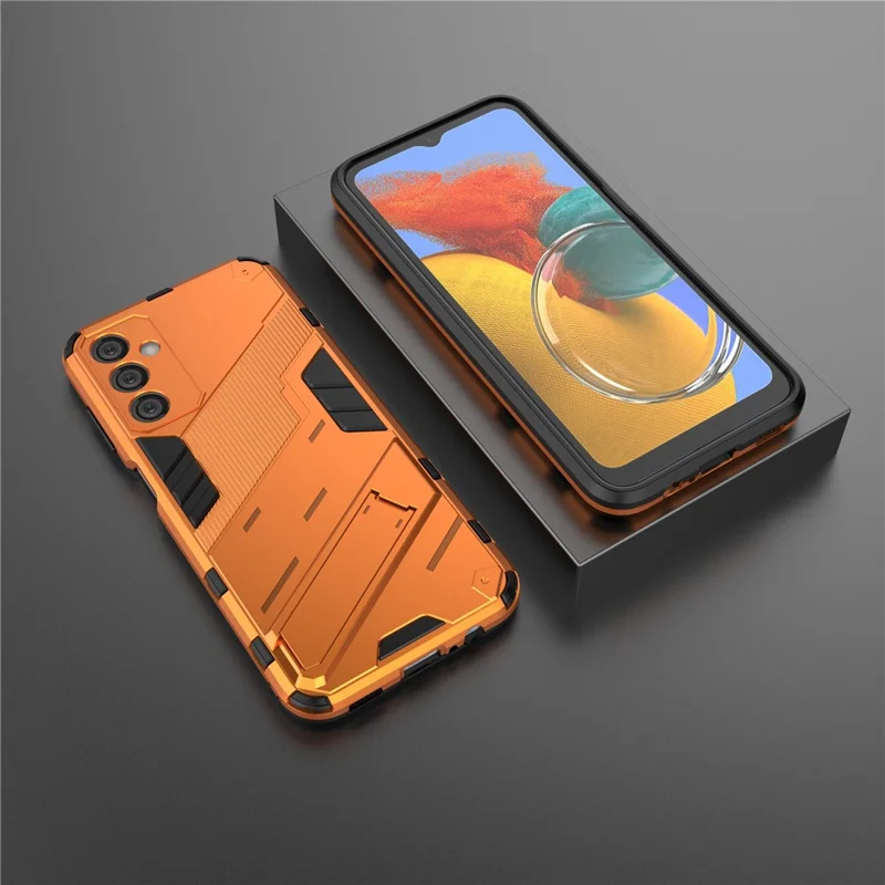 Für Samsung Galaxy M14 5G PC + TPU stoßfestes Gehäuse Ständerhalterung Schutzhülle - Orange