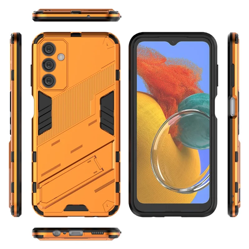 Für Samsung Galaxy M14 5G PC + TPU stoßfestes Gehäuse Ständerhalterung Schutzhülle - Orange