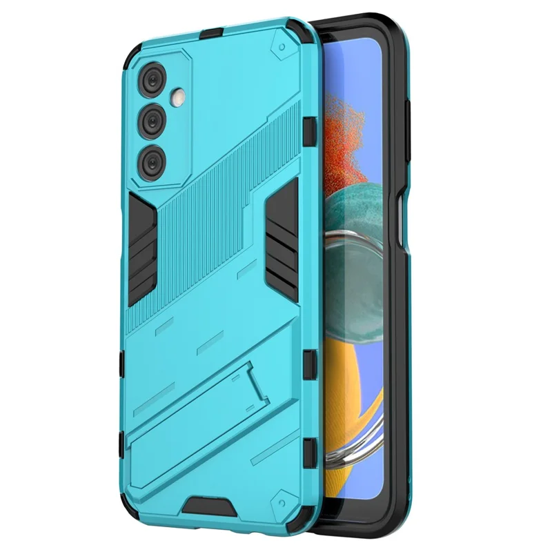 For Samsung Galaxy M14 5G PC + TPU Impact-Resistant Case Kickstand Protective Phone Cover - Baby Blue