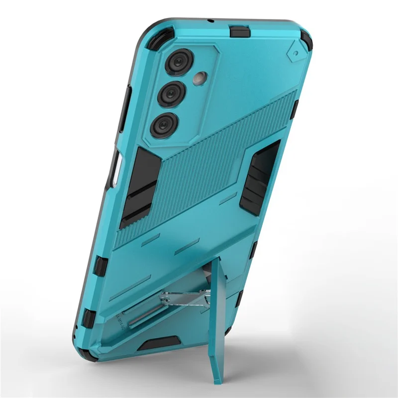 For Samsung Galaxy M14 5G PC + TPU Impact-Resistant Case Kickstand Protective Phone Cover - Baby Blue