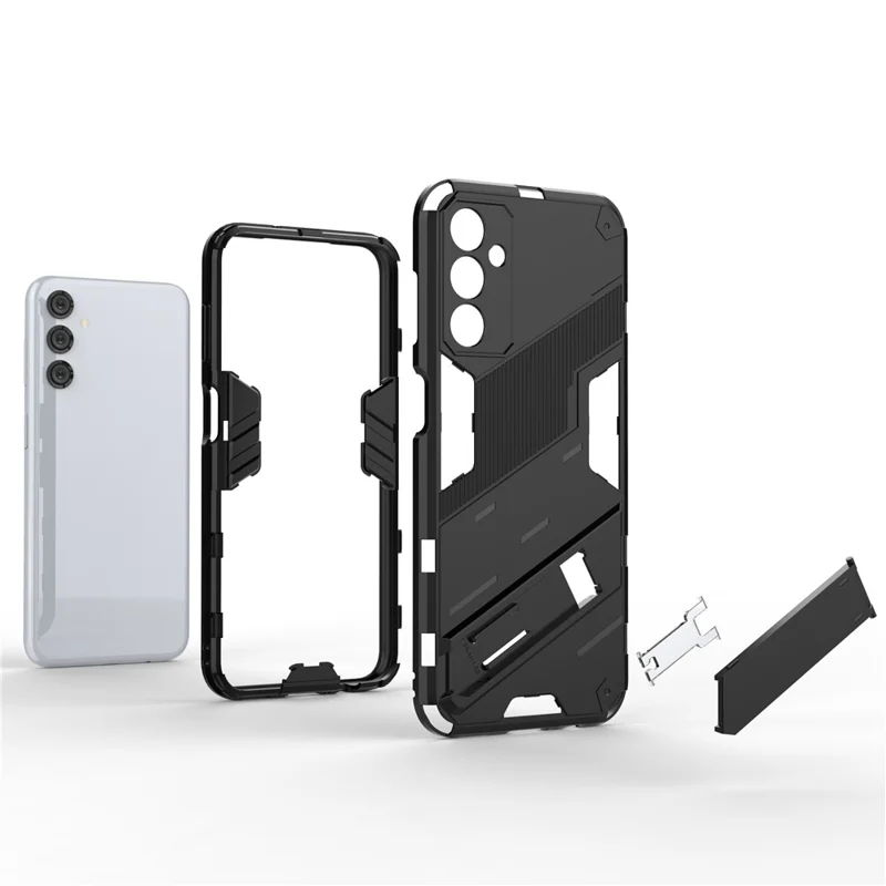 For Samsung Galaxy M14 5G PC + TPU Impact-Resistant Case Kickstand Protective Phone Cover - Baby Blue