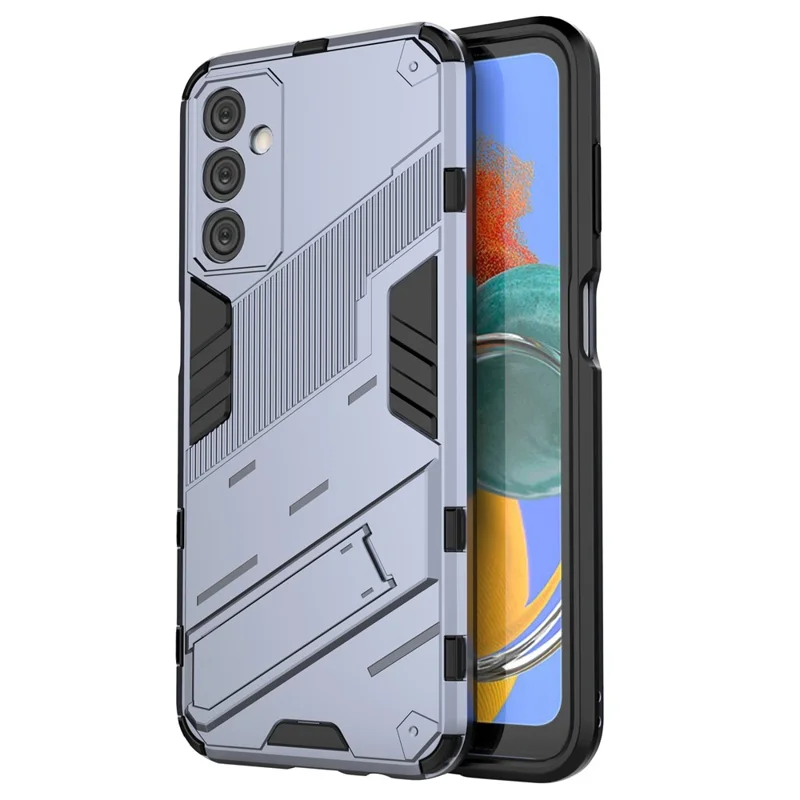 For Samsung Galaxy M14 5G PC + TPU Impact-Resistant Case Kickstand Protective Phone Cover - Grey
