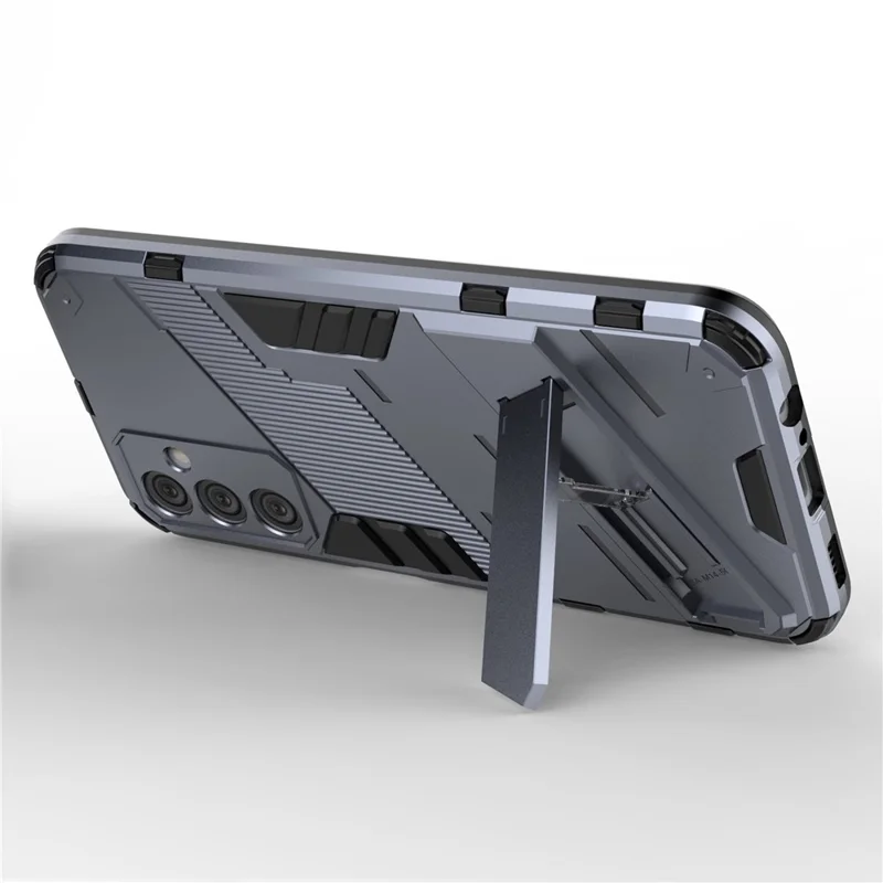 For Samsung Galaxy M14 5G PC + TPU Impact-Resistant Case Kickstand Protective Phone Cover - Grey