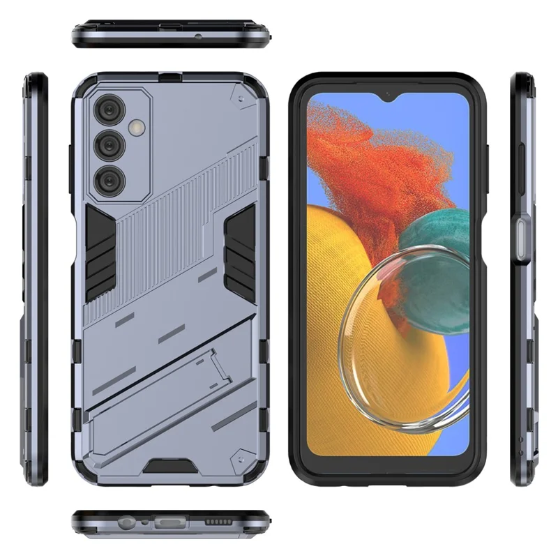 For Samsung Galaxy M14 5G PC + TPU Impact-Resistant Case Kickstand Protective Phone Cover - Grey