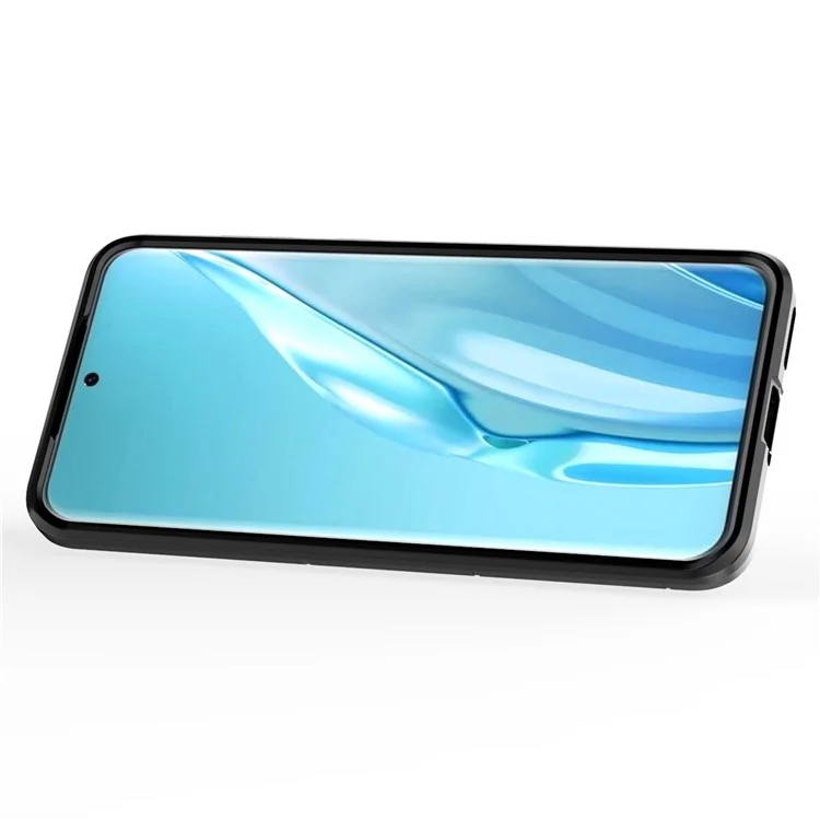 Para Huawei P60 Art Rotating Ring Kickstand Phone Case TPU+PC Hybrid Dual Layer Defender Cover - Negro