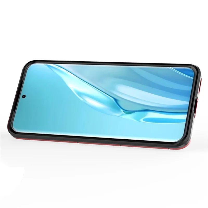 For Huawei P60 Art Rotating Ring Kickstand Phone Case TPU+PC Hybrid Dual Layer Defender Cover - Red