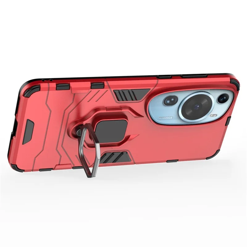 For Huawei P60 Art Rotating Ring Kickstand Phone Case TPU+PC Hybrid Dual Layer Defender Cover - Red