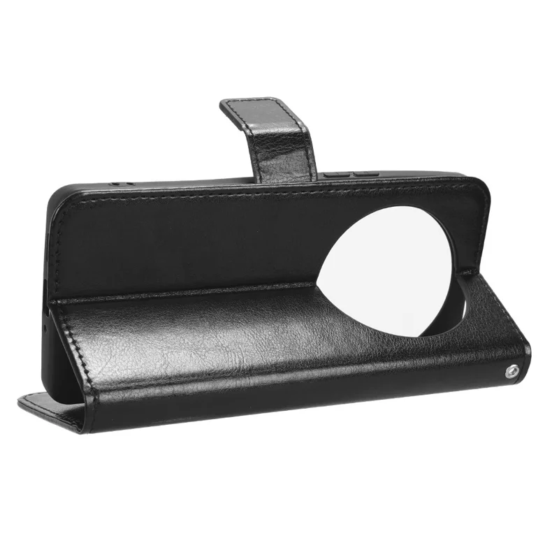 PU Leather Wallet Case for Xiaomi 13 Ultra , Crazy Horse Texture Phone Cover with Stand - Black