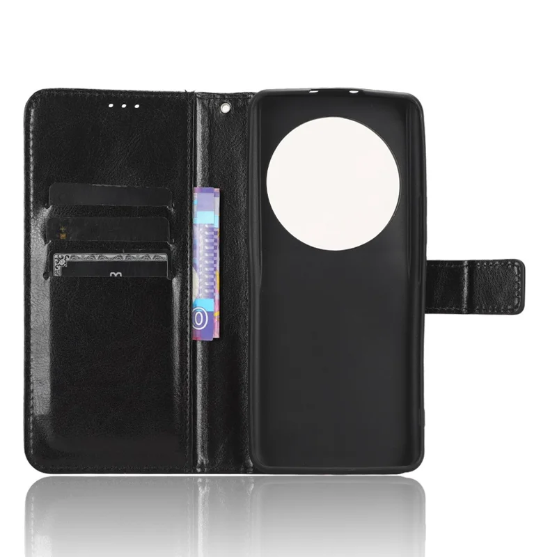 PU Leather Wallet Case for Xiaomi 13 Ultra , Crazy Horse Texture Phone Cover with Stand - Black
