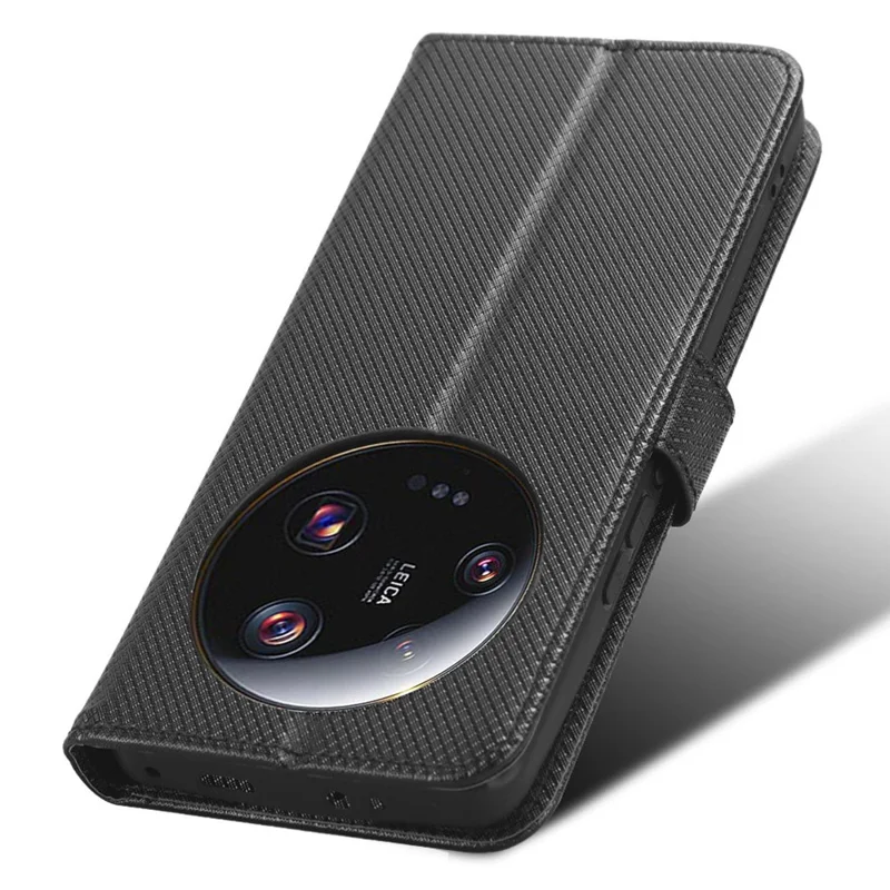 Per Xiaomi 13 Ultra Stand Wallet Phone Case PU Leather Diamond Texture Phone Cover - Nero