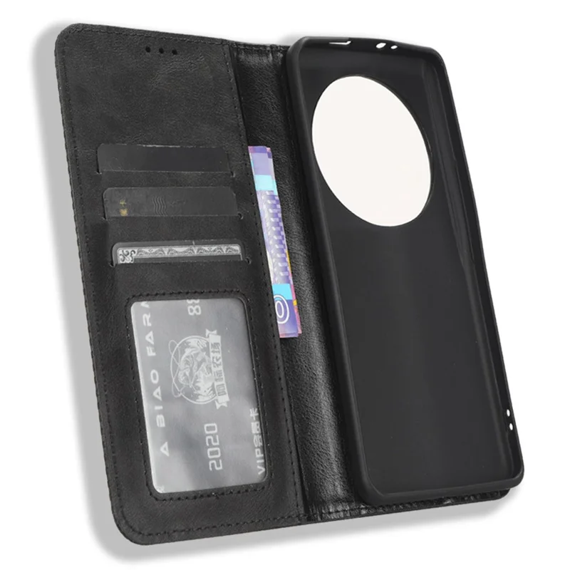 Retro Stand Phone Case for Xiaomi 13 Ultra , PU Leather + TPU Wallet Cover - Black