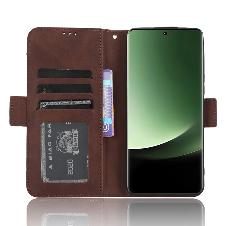 Для Xiaomi 13 Ultra Phone Wallet Case PU Leather Multiple Card Slots Stand Phone Cover - Brown
