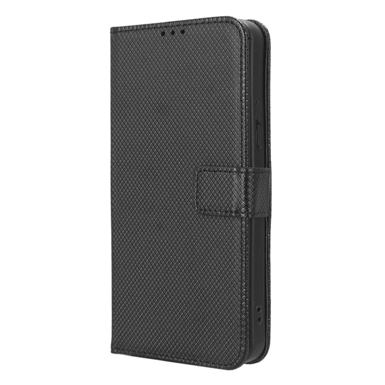 Para Nokia C22 Diamond Texture PU Leather Phone Case Stand Wallet Cover - Negro