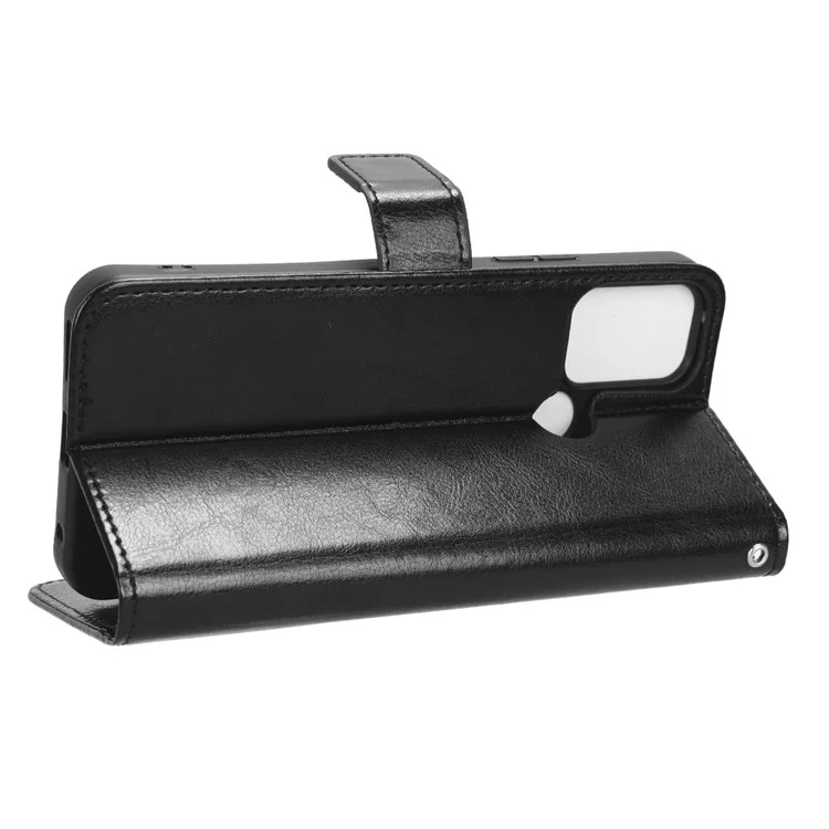 Custodia Portafoglio in Pelle PU per Nokia C22, Copertura per Smartphone con Trama a Cavallo Pazzo, Supporto Pieghevole - Nero