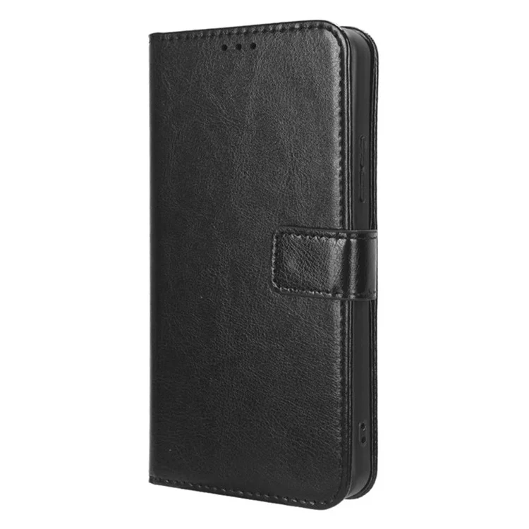 Custodia Portafoglio in Pelle PU per Nokia C22, Copertura per Smartphone con Trama a Cavallo Pazzo, Supporto Pieghevole - Nero