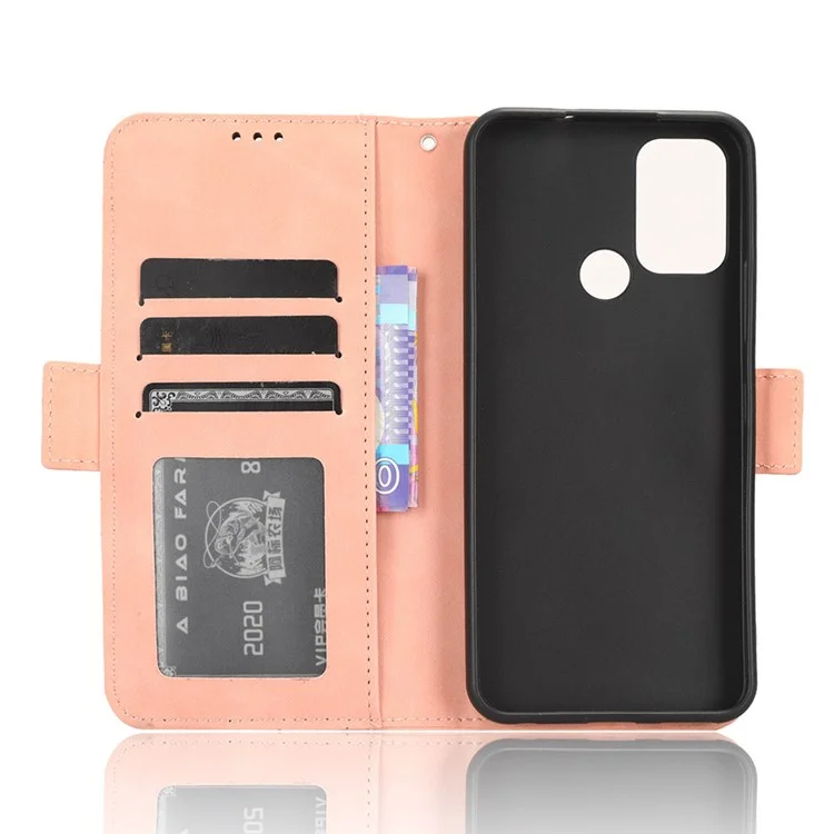 Para Nokia C22 Slots Múltiplos de Cartão Caso de Couro PU Stand Wallet Phone Cover - Pink