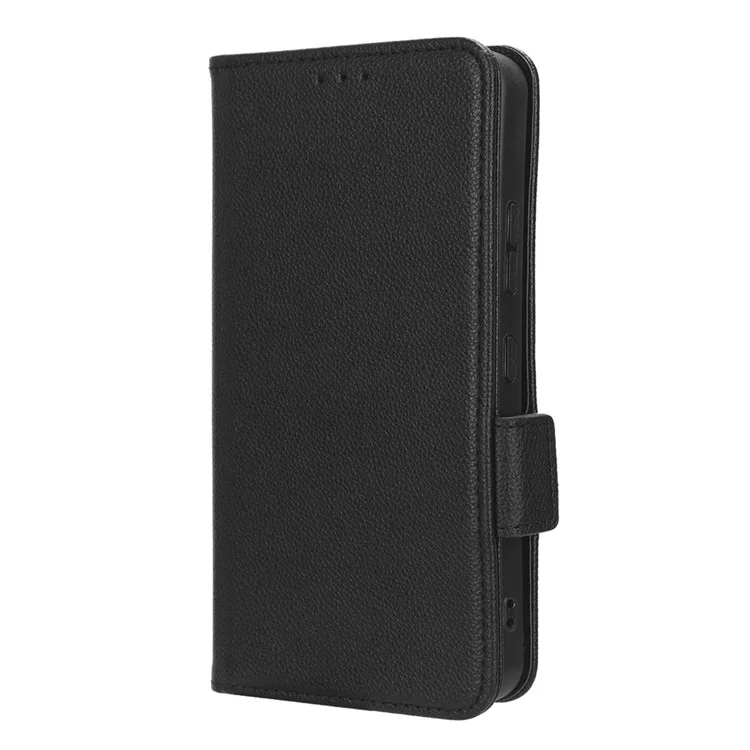 For Nokia C22 Funda para teléfono móvil de piel de PU resistente a golpes, textura de grano, tapa plegable y billetera - Negro