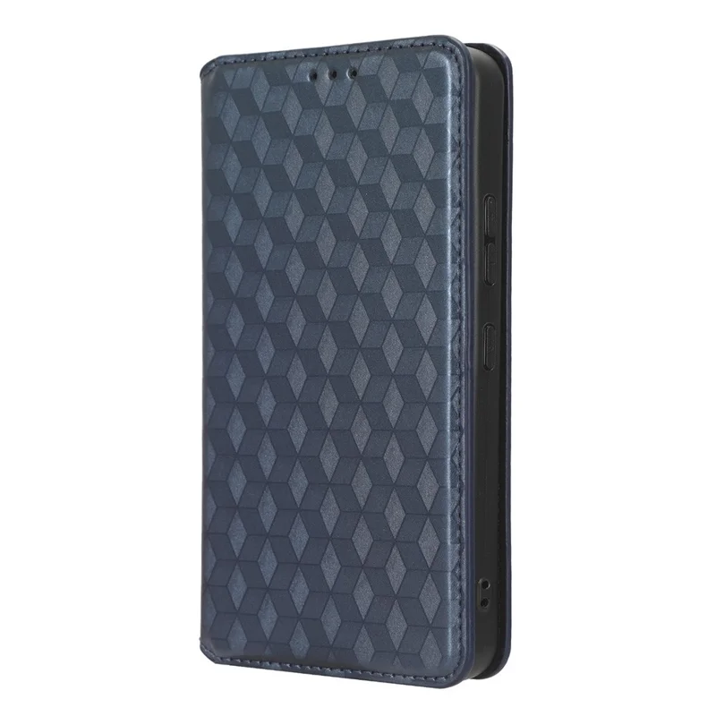 For Nokia C22 PU Leather Magnetic Closing Cover Rhombus Imprinted Wallet Stand Phone Case - Blue