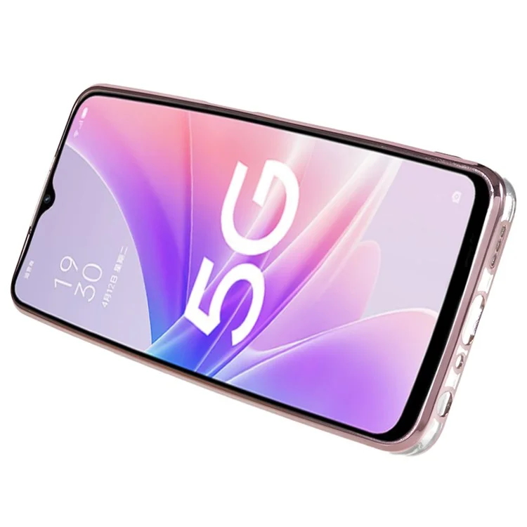 KADEM Fleur en strass Couverture pour Oppo A57 (2022) 5G / A77 5G Étui de téléphone TPU transparent électrolysé avec support anneau - Or rose