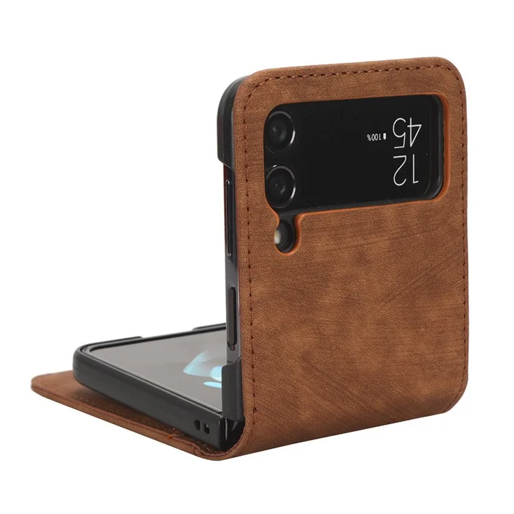 Pour Samsung Galaxy Z Flip3 5G Porte-Carte Étui de Téléphone en Cuir PU Conception à Deux Pièces Étui de Téléphone - Brun
