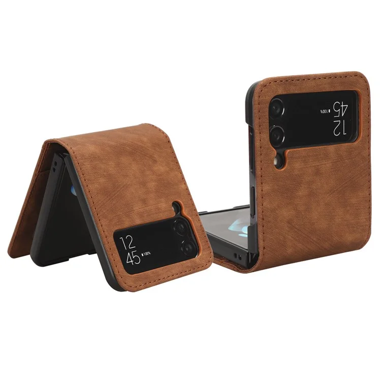 Pour Samsung Galaxy Z Flip3 5G Porte-Carte Étui de Téléphone en Cuir PU Conception à Deux Pièces Étui de Téléphone - Brun