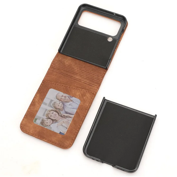 Pour Samsung Galaxy Z Flip3 5G Porte-Carte Étui de Téléphone en Cuir PU Conception à Deux Pièces Étui de Téléphone - Brun