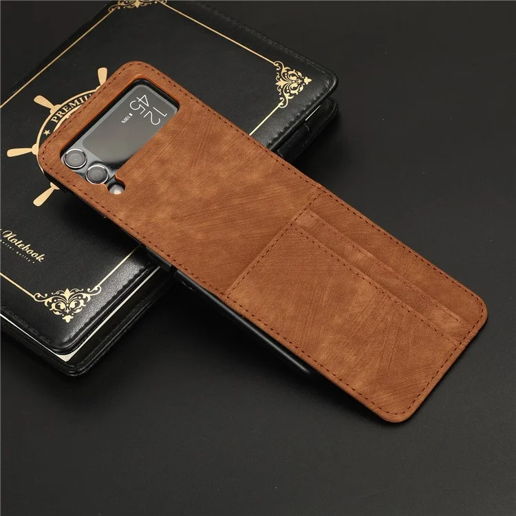 Pour Samsung Galaxy Z Flip3 5G Porte-Carte Étui de Téléphone en Cuir PU Conception à Deux Pièces Étui de Téléphone - Brun