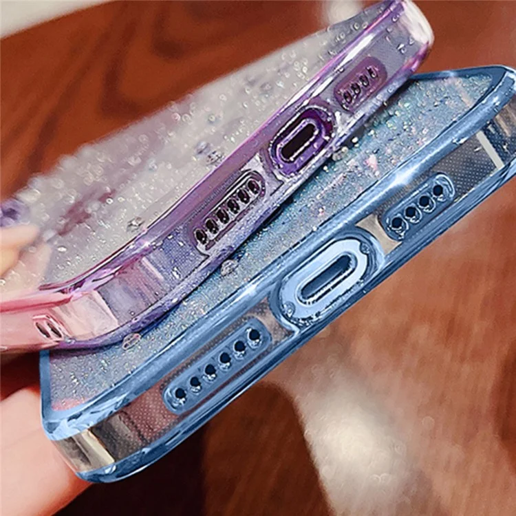 KADEM For Samsung Galaxy M52 5G Rhinestone Flower Design Phone Case Gradient Glitter TPU Anti-scratch Cover - Rose Gold