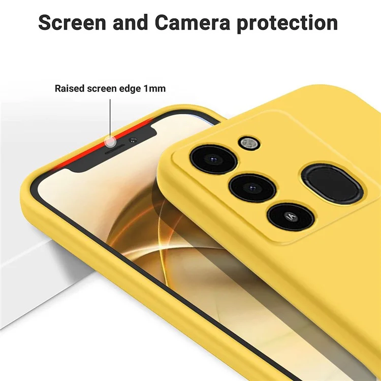 Cover per telefono per TECNO Spark Go 2022 / Spark 8C 4G / Spark 9 4G, Silicone liquido+Rivestimento morbido Anti-graffio - Giallo