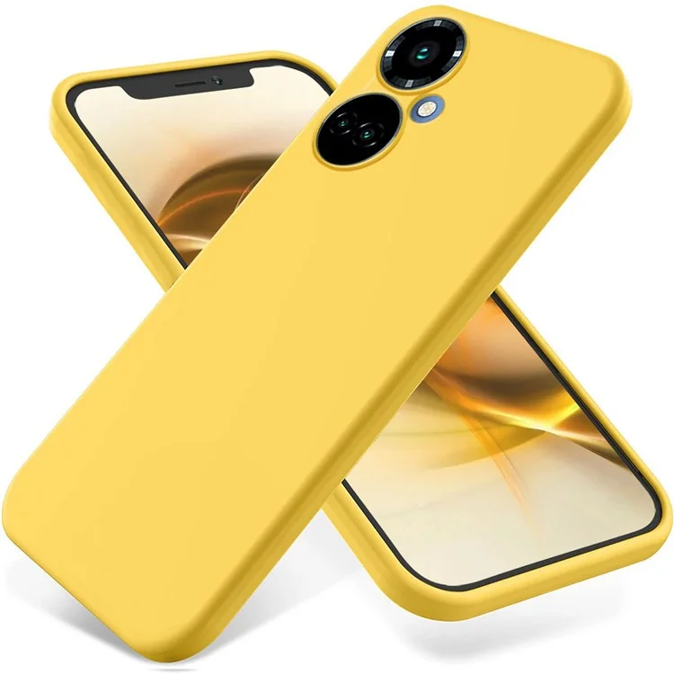 Жидкий силиконовый чехол для телефона TECNO Camon 19 4G / 19 Pro 4G / 5G, защитная крышка с мягкой подкладкой - желтый