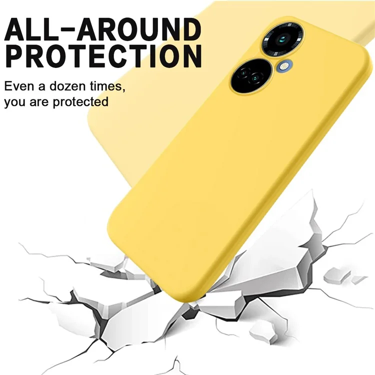 Жидкий силиконовый чехол для телефона TECNO Camon 19 4G / 19 Pro 4G / 5G, защитная крышка с мягкой подкладкой - желтый