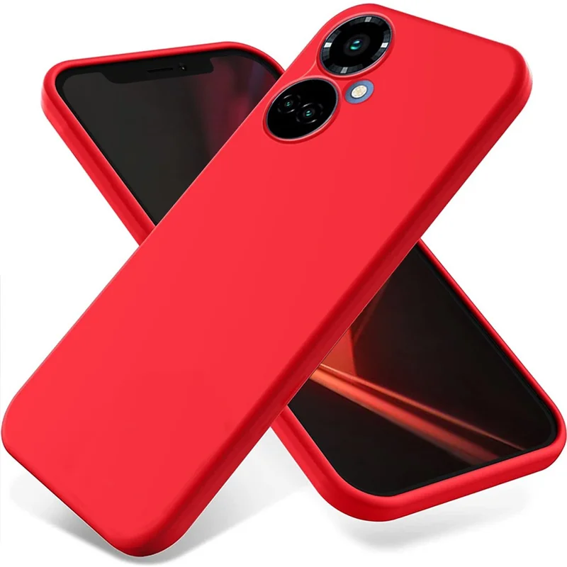 Liquid Silicone Phone Case for TECNO Camon 19 4G / 19 Pro 4G / 5G , Soft Touch Lining Protective Cover - Red