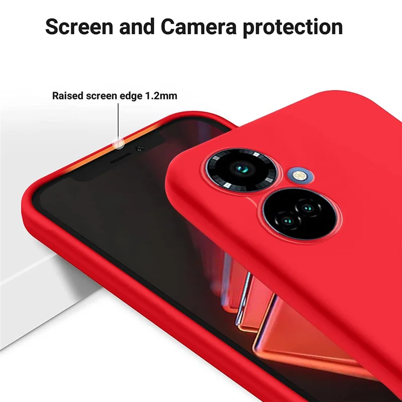 Liquid Silicone Phone Case for TECNO Camon 19 4G / 19 Pro 4G / 5G , Soft Touch Lining Protective Cover - Red