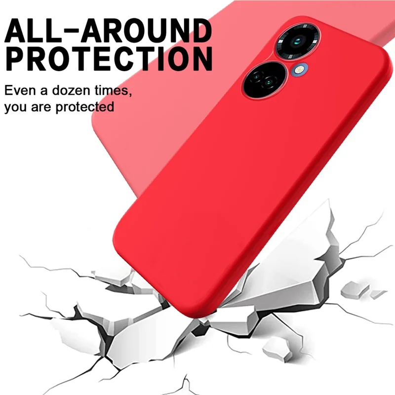 Liquid Silicone Phone Case for TECNO Camon 19 4G / 19 Pro 4G / 5G , Soft Touch Lining Protective Cover - Red