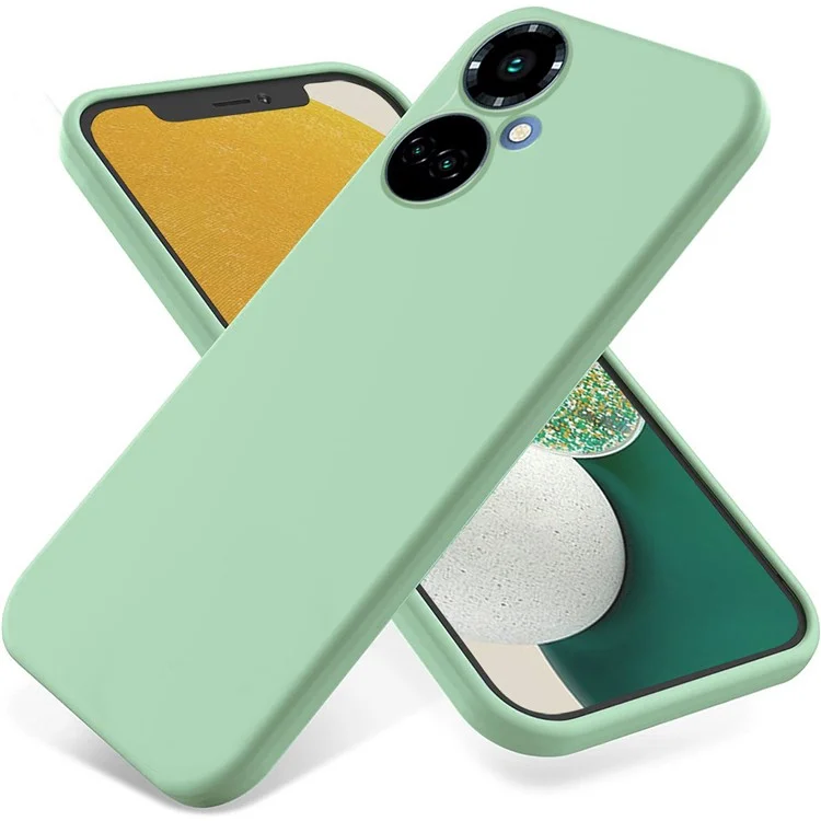 Liquid Silicone Phone Case for TECNO Camon 19 4G / 19 Pro 4G / 5G , Soft Touch Lining Protective Cover - Green