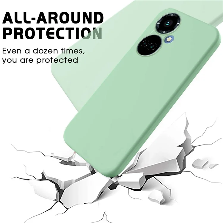 Liquid Silicone Phone Case for TECNO Camon 19 4G / 19 Pro 4G / 5G , Soft Touch Lining Protective Cover - Green