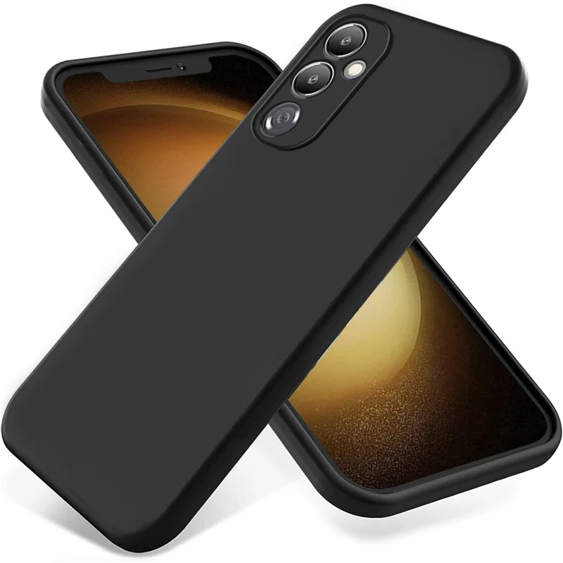 Para TECNO Pova 4 4G Liquid Silicone Slim Protective Case Anti-Scratch Soft Lining Phone Cover - Preto