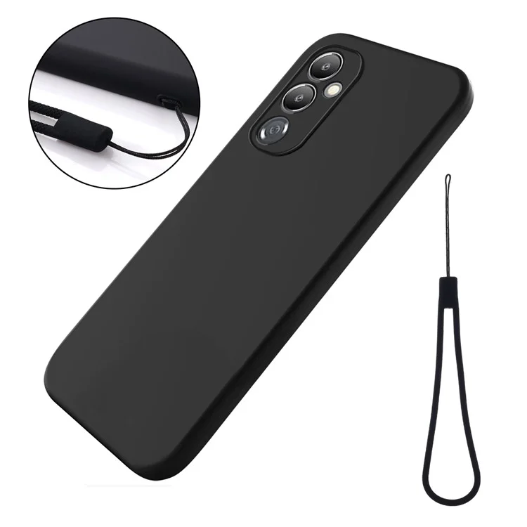Para TECNO Pova 4 4G Liquid Silicone Slim Protective Case Anti-Scratch Soft Lining Phone Cover - Preto